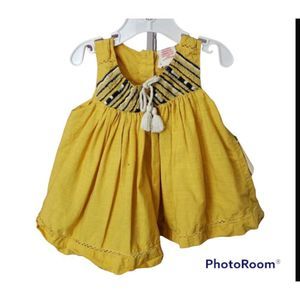 artisan NY yellow with Blue Crochet Design Sleeveless Shirt Size 12 Months